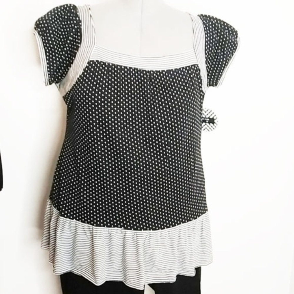 Women's Illusion Polka Dot Knit Shirt NWT Size L